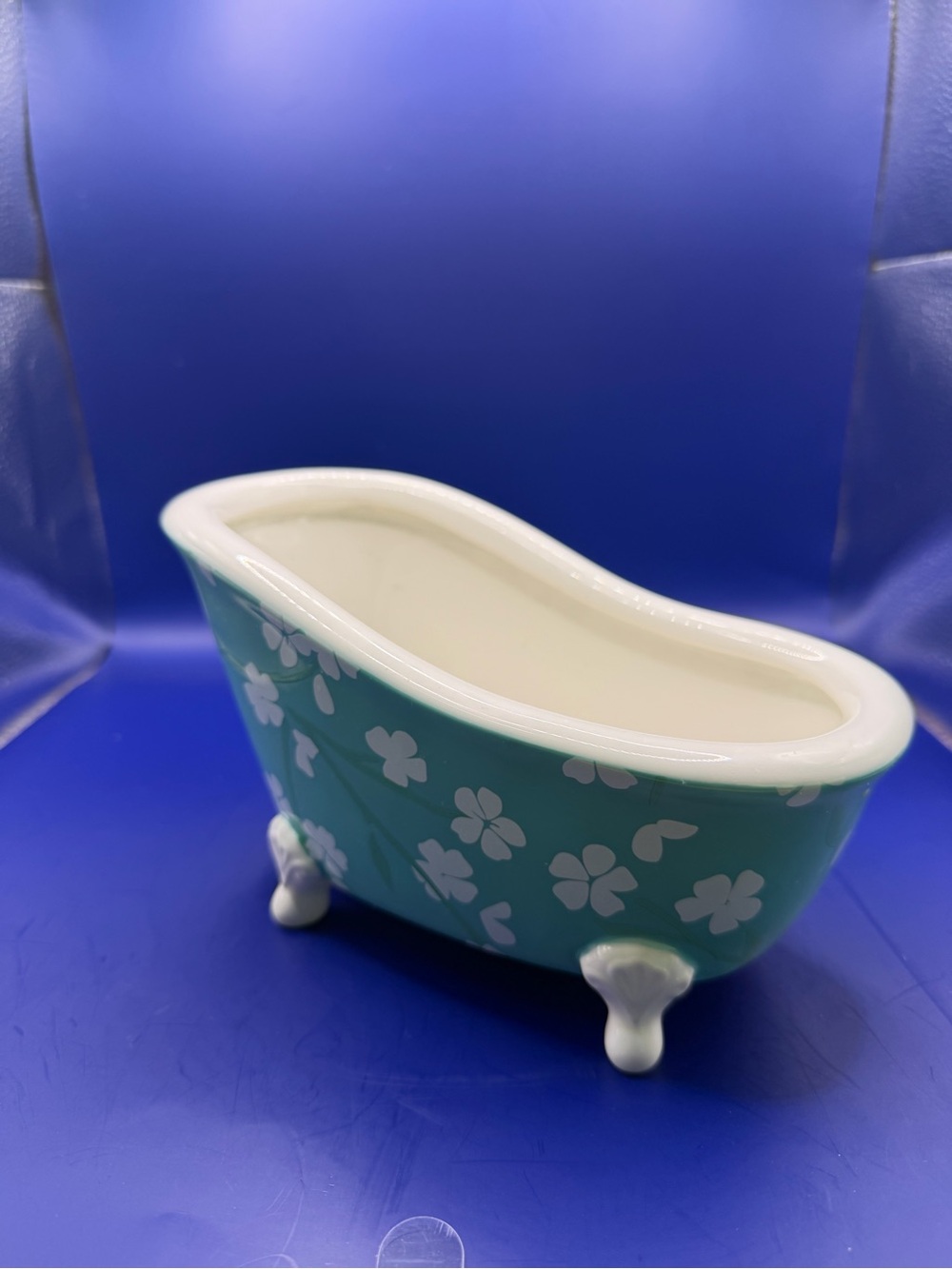 Decorative Teal Floral Mini Bathtub